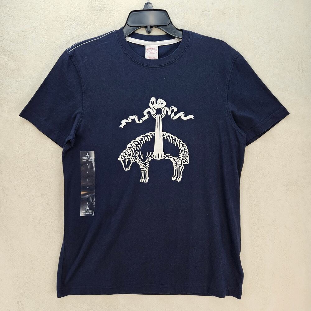 BROOK BROTHERS SIZE SMALL CHEST SHEEP LOGO NAVY BLUE NWT